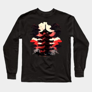 japanese pagoda apocalypse background Long Sleeve T-Shirt